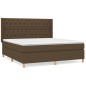 vidaXL Cama box spring con colchón tela marrón oscuro 160x200 cm
