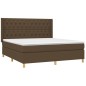 vidaXL Cama box spring con colchón tela marrón oscuro 160x200 cm