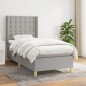 vidaXL Cama box spring con colchón tela gris claro 90x190 cm vidaXL Cama box spring con colchón tela gris claro 90x190 cm