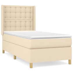 vidaXL Cama box spring con colchón tela color crema 90x200 cm