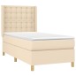 vidaXL Cama box spring con colchón tela color crema 90x200 cm vidaXL Cama box spring con colchón tela color crema 90x200 cm