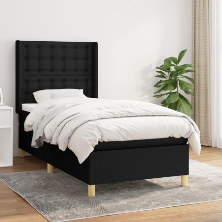 vidaXL Cama box spring con colchón tela negro 80x200 cm