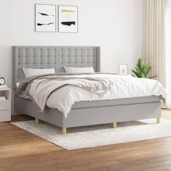 vidaXL Cama box spring con colchón tela gris claro 180x200 cm