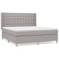 vidaXL Cama box spring con colchón tela gris claro 180x200 cm