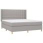 vidaXL Cama box spring con colchón tela gris claro 180x200 cm