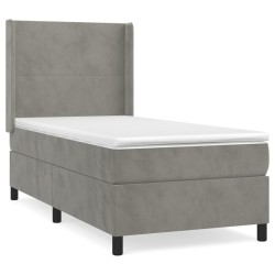 vidaXL Cama box spring con colchón terciopelo gris claro 90x190 cm