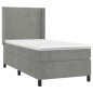 vidaXL Cama box spring con colchón terciopelo gris claro 90x190 cm vidaXL Cama box spring con colchón terciopelo gris claro 90x190 cm