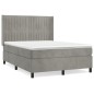 vidaXL Cama box spring con colchón terciopelo gris claro 140x190 cm vidaXL Cama box spring con colchón terciopelo gris claro 140x190 cm