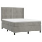 vidaXL Cama box spring con colchón terciopelo gris claro 140x190 cm vidaXL Cama box spring con colchón terciopelo gris claro 140x190 cm