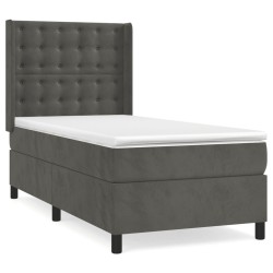 vidaXL Cama box spring con colchón terciopelo gris oscuro 90x200 cm