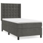vidaXL Cama box spring con colchón terciopelo gris oscuro 90x200 cm