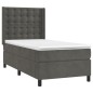 vidaXL Cama box spring con colchón terciopelo gris oscuro 90x200 cm