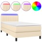 vidaXL Cama box spring colchón y luces LED tela color crema 90x190 cm vidaXL Cama box spring colchón y luces LED tela color crema 90x190 cm