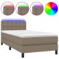 vidaXL Cama box spring colchón y luces LED tela gris taupe 90x190 cm vidaXL Cama box spring colchón y luces LED tela gris taupe 90x190 cm