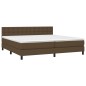 vidaXL Cama box spring colchón luces LED tela marrón oscuro 200x200 cm vidaXL Cama box spring colchón luces LED tela marrón oscuro 200x200 cm
