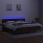 vidaXL Cama box spring colchón luces LED tela marrón oscuro 200x200 cm vidaXL Cama box spring colchón luces LED tela marrón oscuro 200x200 cm