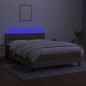 vidaXL Cama box spring colchón y luces LED tela gris taupe 140x200 cm