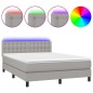 vidaXL Cama box spring colchón y luces LED tela gris claro 140x190 cm vidaXL Cama box spring colchón y luces LED tela gris claro 140x190 cm