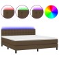 vidaXL Cama box spring colchón luces LED tela marrón oscuro 160x200cm vidaXL Cama box spring colchón luces LED tela marrón oscuro 160x200cm