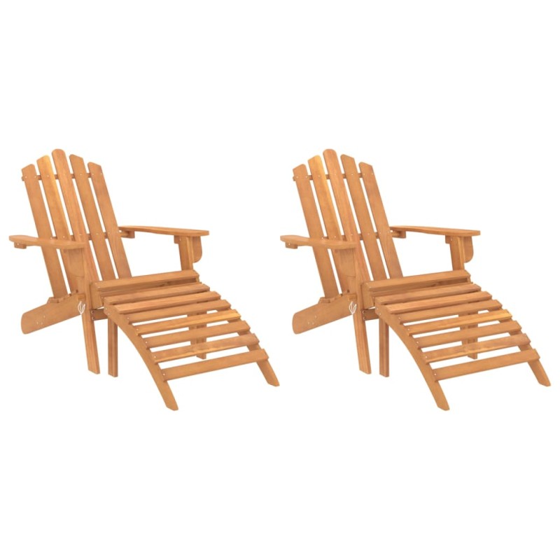 vidaXL Sillas de jardín Adirondack con reposapiés 2 uds madera acacia vidaXL Sillas de jardín Adirondack con reposapiés 2 uds madera acacia