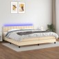 vidaXL Cama box spring colchón y luces LED tela crema 200x200 cm vidaXL Cama box spring colchón y luces LED tela crema 200x200 cm