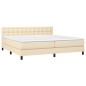 vidaXL Cama box spring colchón y luces LED tela crema 200x200 cm vidaXL Cama box spring colchón y luces LED tela crema 200x200 cm