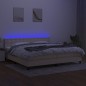vidaXL Cama box spring colchón y luces LED tela crema 200x200 cm vidaXL Cama box spring colchón y luces LED tela crema 200x200 cm