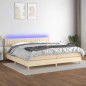 vidaXL Cama box spring con colchón y LED tela crema 200x200 cm vidaXL Cama box spring con colchón y LED tela crema 200x200 cm