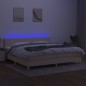 vidaXL Cama box spring con colchón y LED tela crema 200x200 cm vidaXL Cama box spring con colchón y LED tela crema 200x200 cm