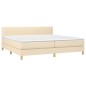 vidaXL Cama box spring con colchón y LED tela crema 200x200 cm vidaXL Cama box spring con colchón y LED tela crema 200x200 cm