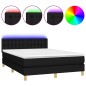 vidaXL Cama box spring colchón y luces LED tela negro 140x200 cm vidaXL Cama box spring colchón y luces LED tela negro 140x200 cm