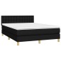 vidaXL Cama box spring colchón y luces LED tela negro 140x200 cm vidaXL Cama box spring colchón y luces LED tela negro 140x200 cm