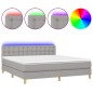 vidaXL Cama box spring con colchón tela y LED gris claro 180x200 cm vidaXL Cama box spring con colchón tela y LED gris claro 180x200 cm