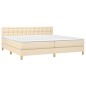 vidaXL Cama box spring con colchón y LED tela crema 200x200 cm vidaXL Cama box spring con colchón y LED tela crema 200x200 cm