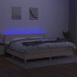 vidaXL Cama box spring con colchón y LED tela crema 200x200 cm vidaXL Cama box spring con colchón y LED tela crema 200x200 cm