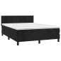 vidaXL Cama box spring colchón y LED terciopelo negro 140x190 cm