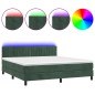 vidaXL Cama box spring colchón y LED terciopelo verde oscuro 180x200cm vidaXL Cama box spring colchón y LED terciopelo verde oscuro 180x200cm
