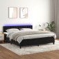 vidaXL Cama box spring colchón y LED terciopelo negro 180x200 cm