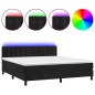 vidaXL Cama box spring colchón y LED terciopelo negro 180x200 cm