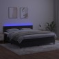 vidaXL Cama box spring colchón y LED terciopelo negro 180x200 cm