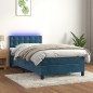 vidaXL Cama box spring colchón y LED terciopelo azul oscuro 90x200 cm vidaXL Cama box spring colchón y LED terciopelo azul oscuro 90x200 cm