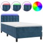 vidaXL Cama box spring colchón y LED terciopelo azul oscuro 90x200 cm vidaXL Cama box spring colchón y LED terciopelo azul oscuro 90x200 cm