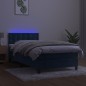 vidaXL Cama box spring colchón y LED terciopelo azul oscuro 90x200 cm vidaXL Cama box spring colchón y LED terciopelo azul oscuro 90x200 cm