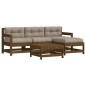 vidaXL Juego muebles jardín 5 pzas y cojines madera maciza marrón miel vidaXL Juego muebles jardín 5 pzas y cojines madera maciza marrón miel