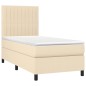 vidaXL Cama box spring colchón y luces LED tela crema 80x200 cm vidaXL Cama box spring colchón y luces LED tela crema 80x200 cm