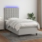 vidaXL Cama box spring colchón y luces LED tela gris claro 100x200 cm