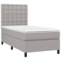 vidaXL Cama box spring colchón y luces LED tela gris claro 100x200 cm