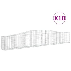 vidaXL Cestas de gaviones 10 uds forma de arco hierro 400x30x60/80 cm