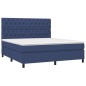 vidaXL Cama box spring colchón y luces LED tela azul 160x200 cm vidaXL Cama box spring colchón y luces LED tela azul 160x200 cm