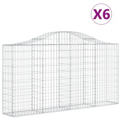 vidaXL Cestas de gaviones 6 uds forma de arco hierro 200x30x100/120 cm